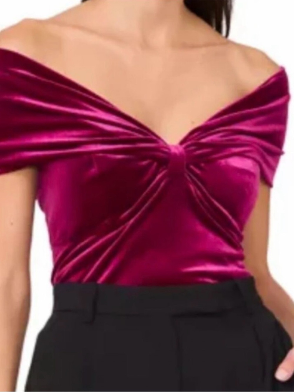 Parker Velvet Twist-Front Sleeveless Top - Burgundy